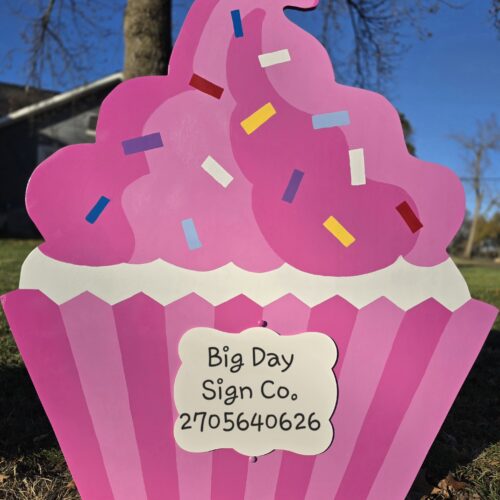 Pink  Cupcake Yard Sign Rental